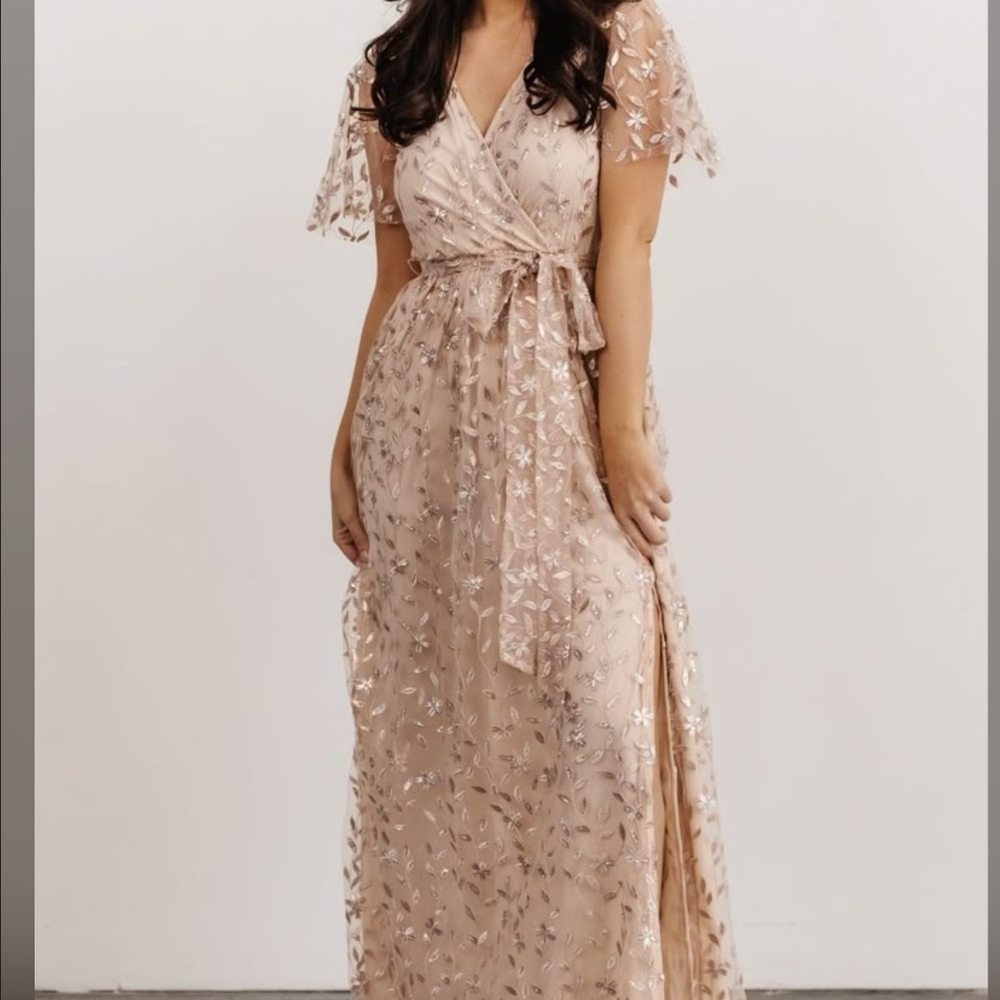 NWT Baltic Born Marseille Maxi Dress In Chamagne SEQUIN Size Medium